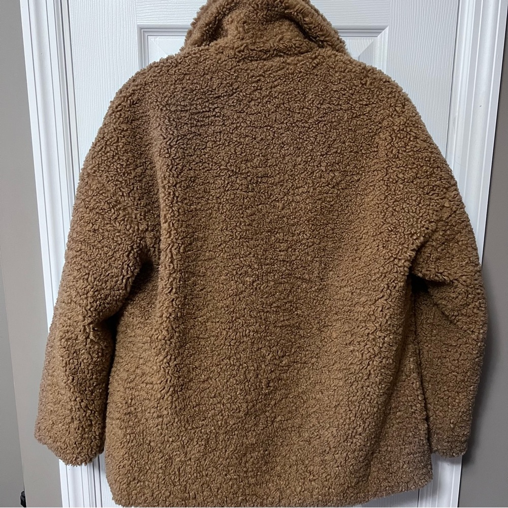 Orolay Women's Teddy Bear Coat Big Lapel Short Fuzzy Coat Small Khaki $219 - Picture 2 of 3